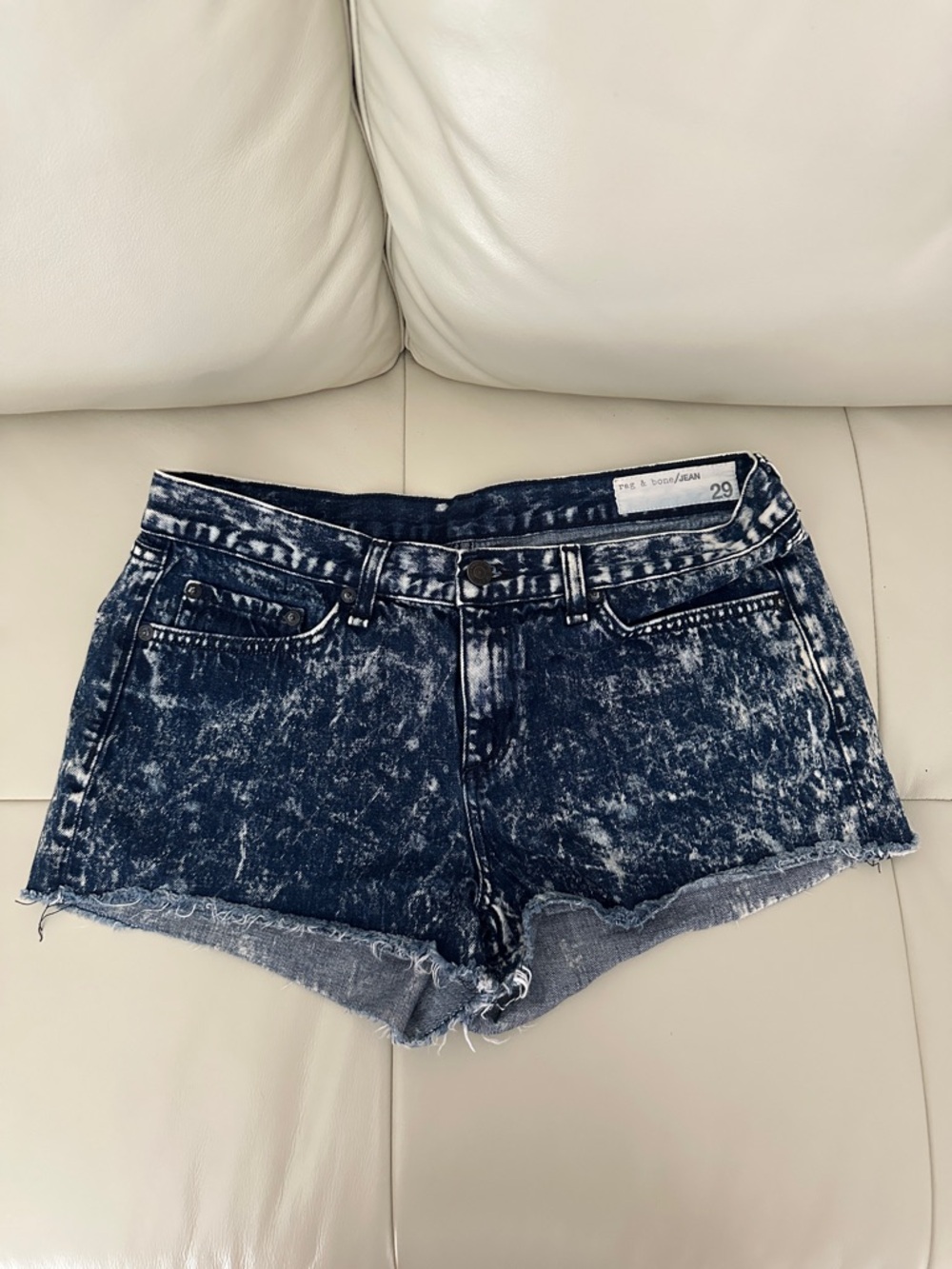 Rag & Bone Acid Wash Denim Cutoff Shorts - Dark Blue